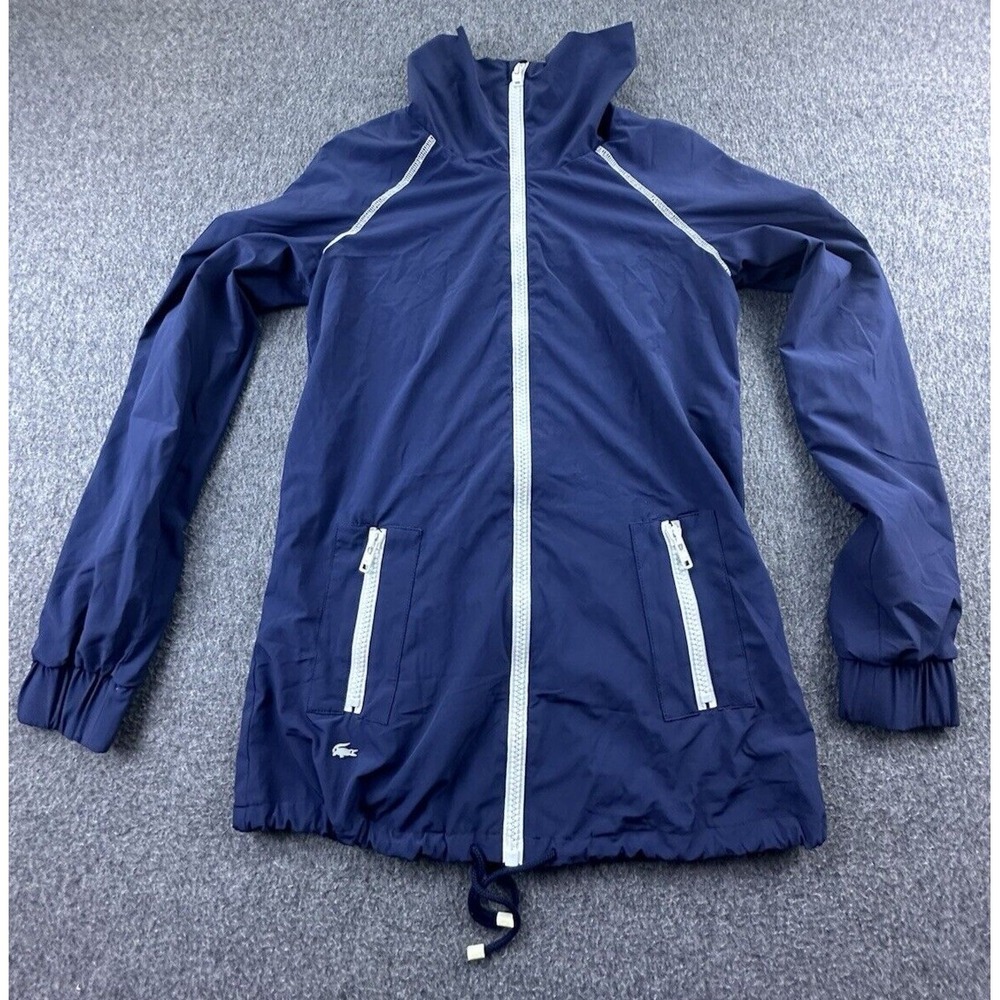 Lacoste Jacket Womens 32 Navy Blue Sports Full Zip Pockets Lightweight Active